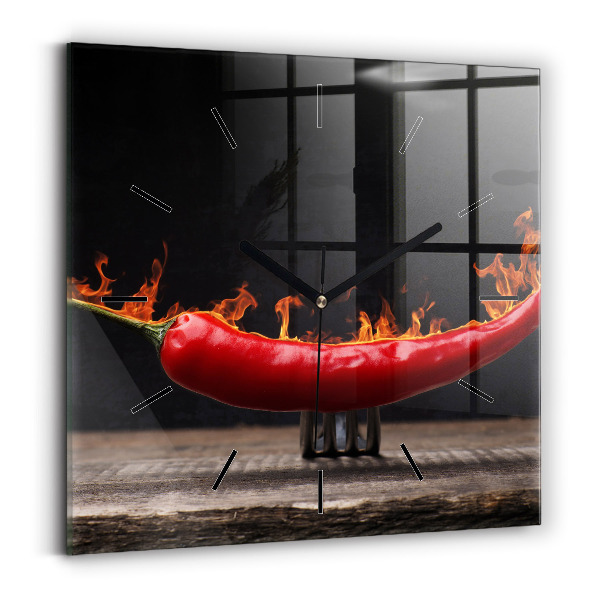 Square wall clock Pepperoni pepper