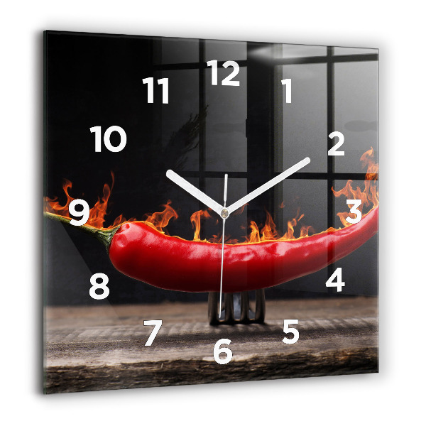 Square wall clock Pepperoni pepper