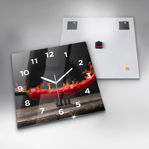 Square wall clock Pepperoni pepper