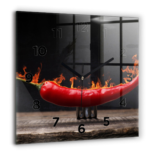 Square wall clock Pepperoni pepper