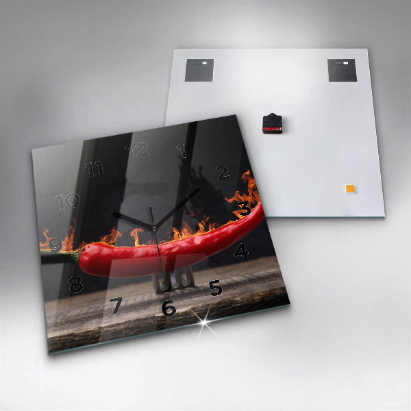 Square wall clock Pepperoni pepper