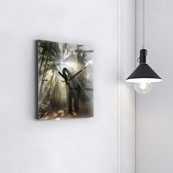 Square wall clock Elephant in the jungle