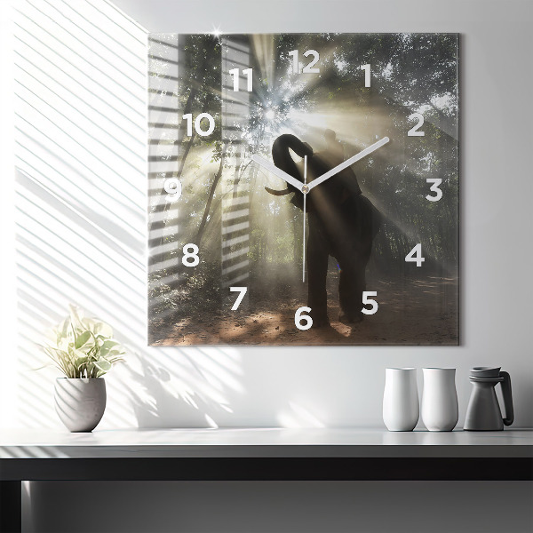 Square wall clock Elephant in the jungle