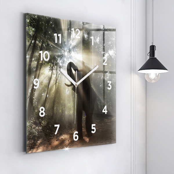 Square wall clock Elephant in the jungle