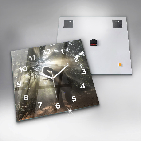 Square wall clock Elephant in the jungle
