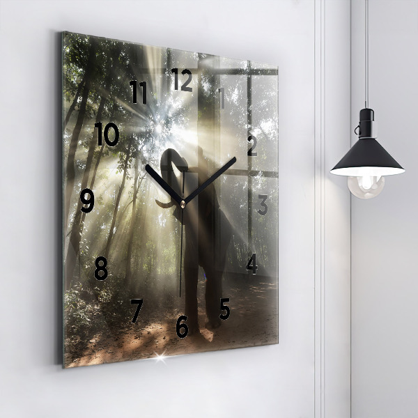 Square wall clock Elephant in the jungle