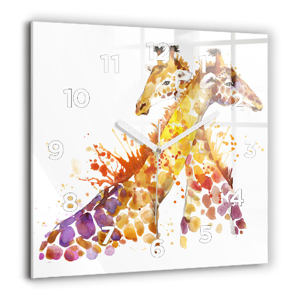 Square wall clock Giraffe - watercolor