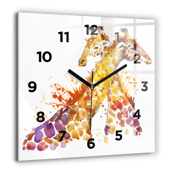 Square wall clock Giraffe - watercolor