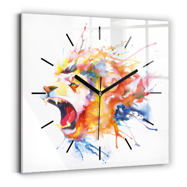 Square wall clock Lion - watercolor