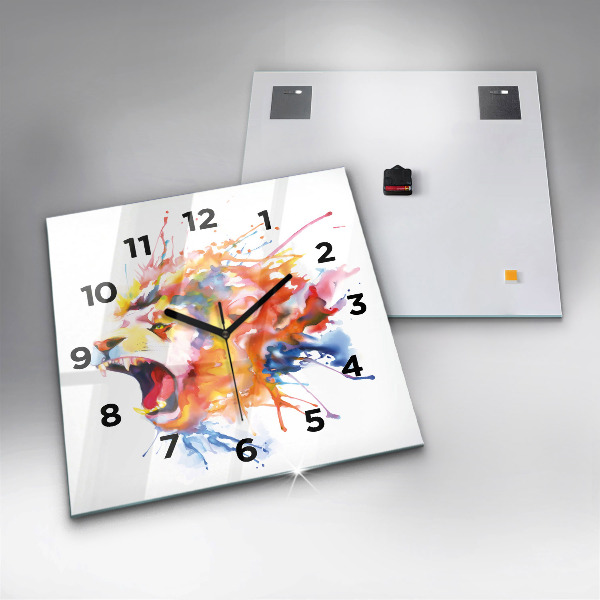 Square wall clock Lion - watercolor