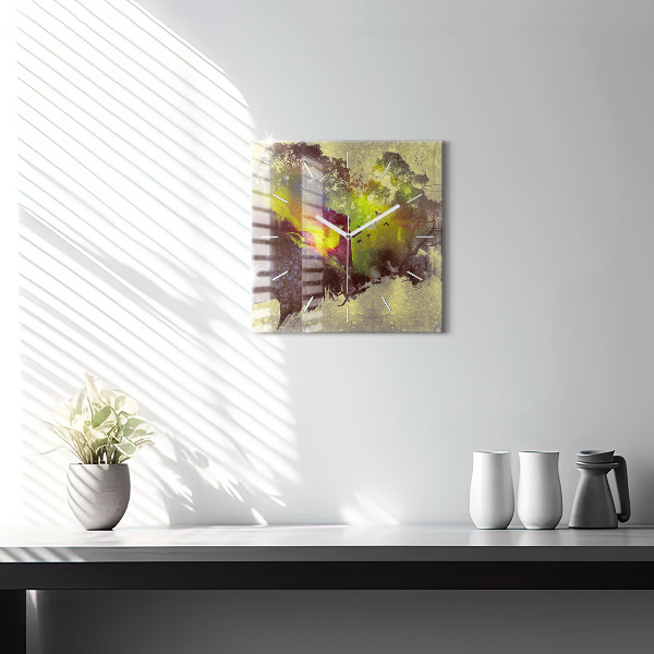 Square wall clock Woman in the forest