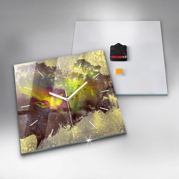 Square wall clock Woman in the forest