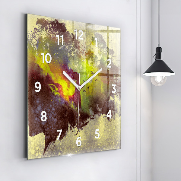 Square wall clock Woman in the forest