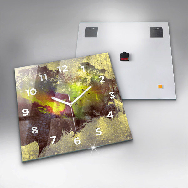 Square wall clock Woman in the forest