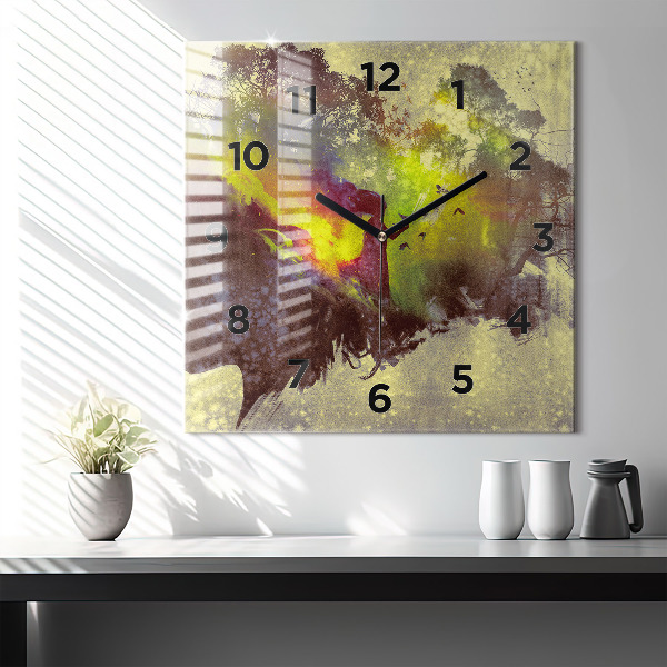 Square wall clock Woman in the forest