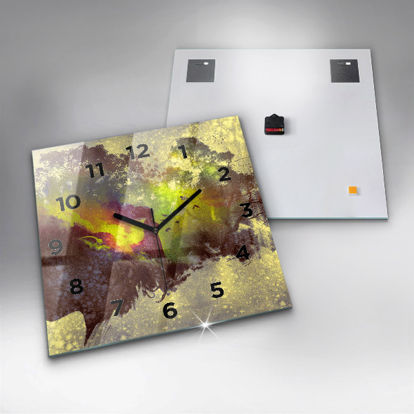 Square wall clock Woman in the forest