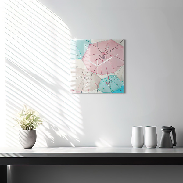 Square wall clock Pastel umbrellas