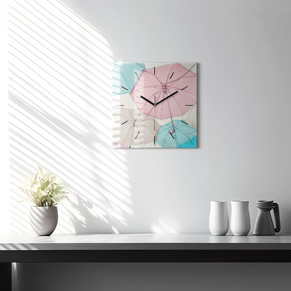 Square wall clock Pastel umbrellas