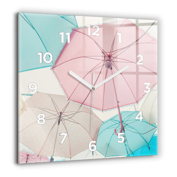 Square wall clock Pastel umbrellas