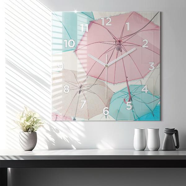 Square wall clock Pastel umbrellas