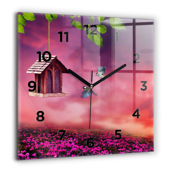 Square wall clock Birdhouse