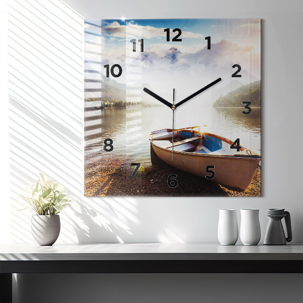 Square wall clock Lake view