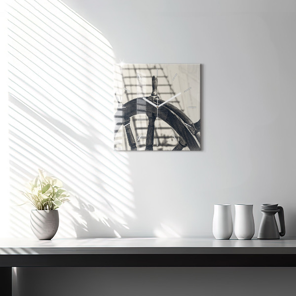 Square wall clock Ancient ship