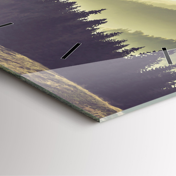 Square wall clock Misty mountain slopes