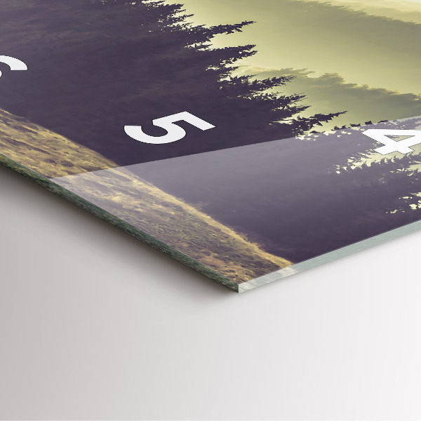 Square wall clock Misty mountain slopes