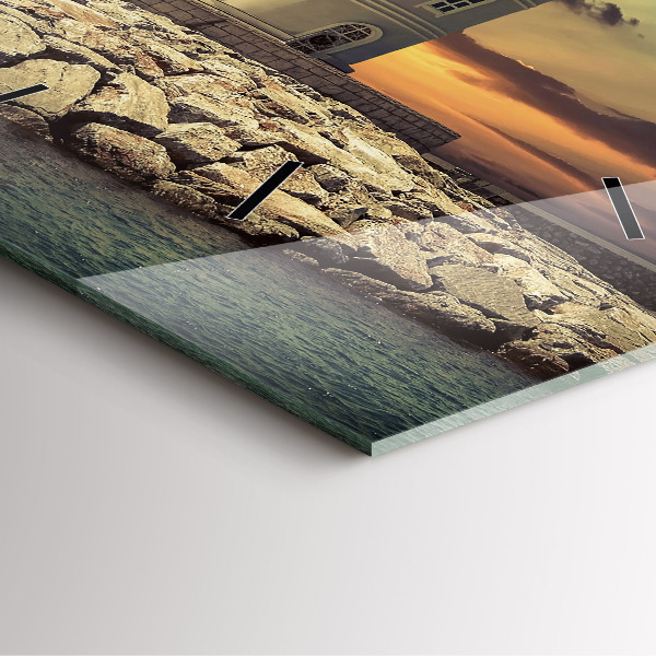 Square wall clock Lighthouse on the water