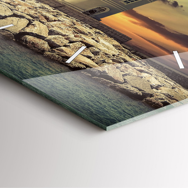 Square wall clock Lighthouse on the water