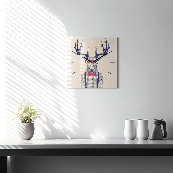 Square wall clock Deer in a shirt