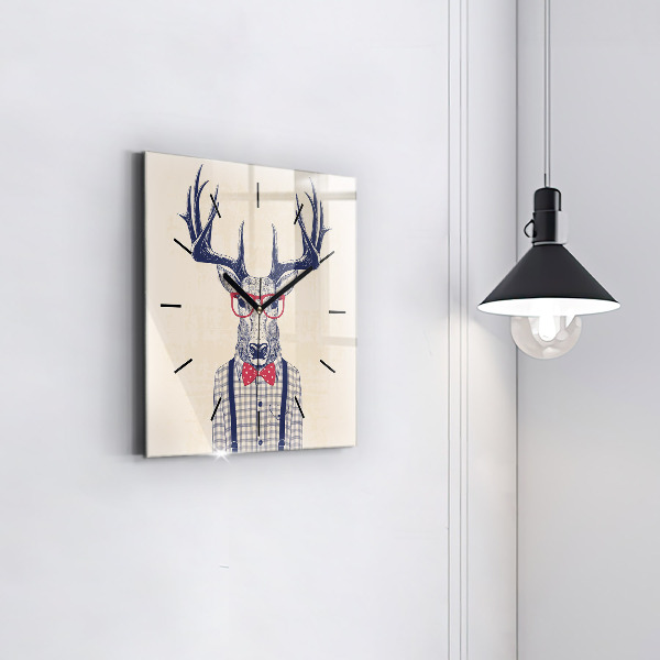 Square wall clock Deer in a shirt