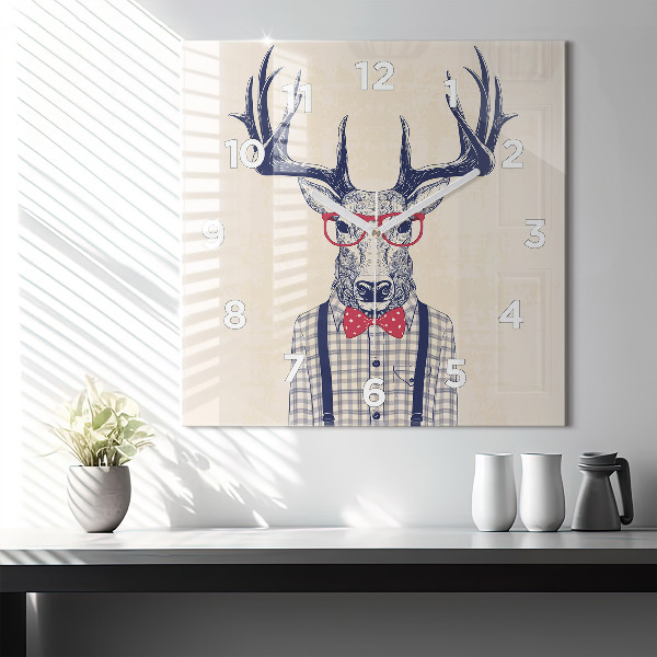 Square wall clock Deer in a shirt
