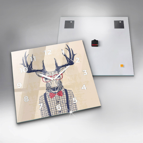 Square wall clock Deer in a shirt