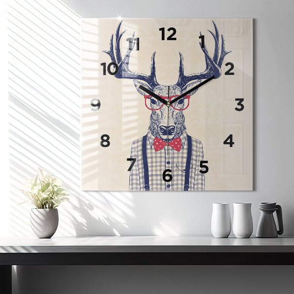 Square wall clock Deer in a shirt