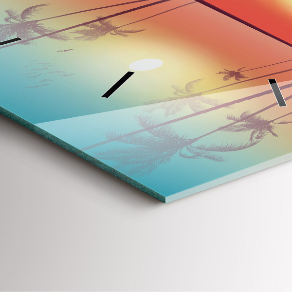 Square wall clock Tropical palm trees