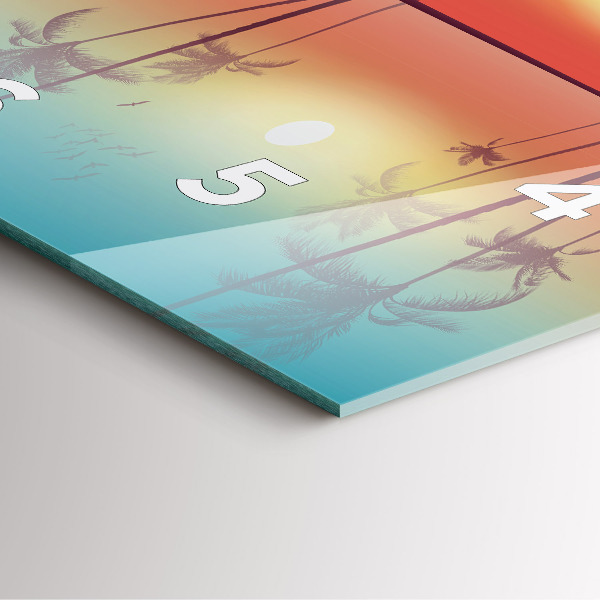 Square wall clock Tropical palm trees