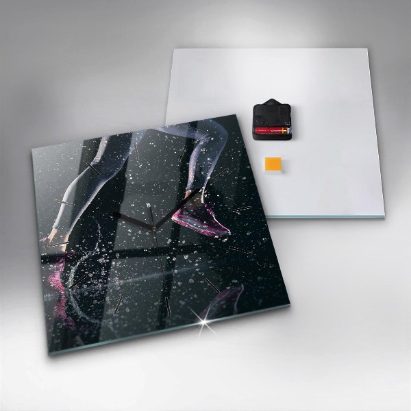 Square wall clock Healthy lifestyle and running