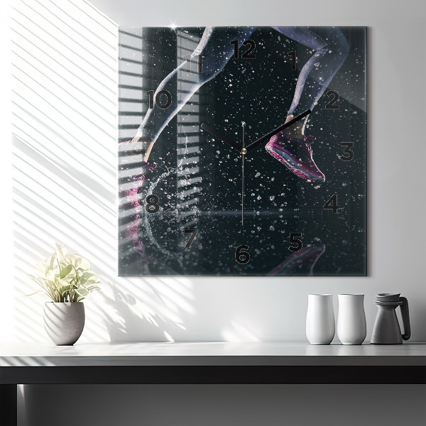 Square wall clock Healthy lifestyle and running