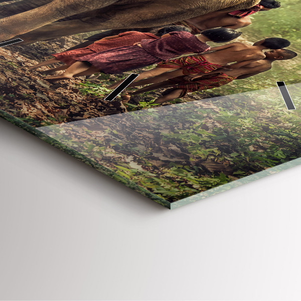 Square wall clock Children leading an elephant