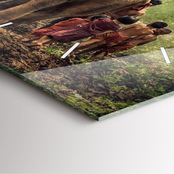 Square wall clock Children leading an elephant