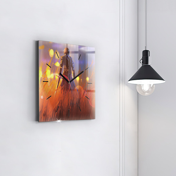 Square wall clock Knight with a sword