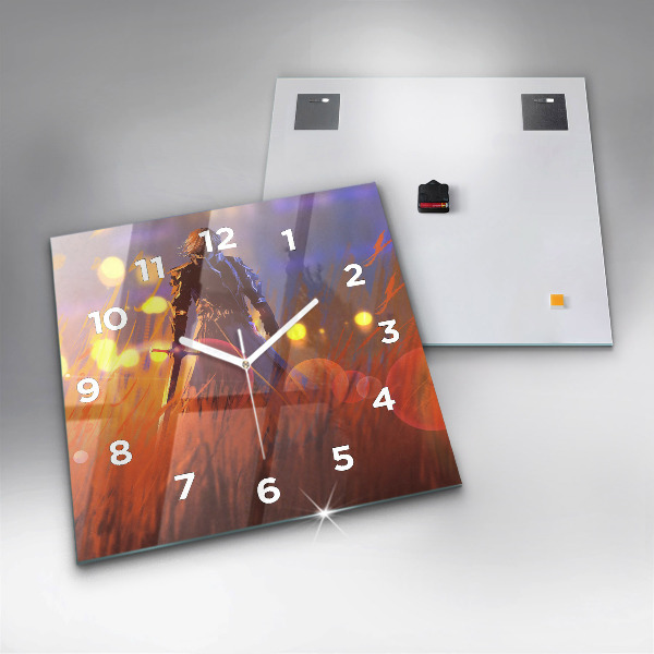 Square wall clock Knight with a sword