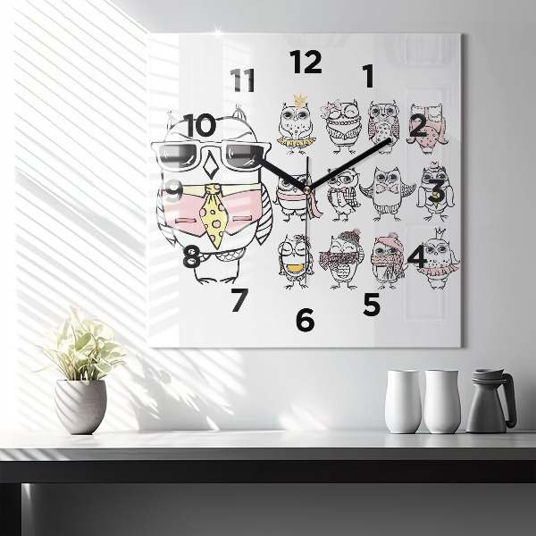 Square wall clock Vintage Owl Poster