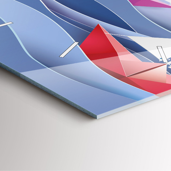 Square wall clock Origami colorful sailboats