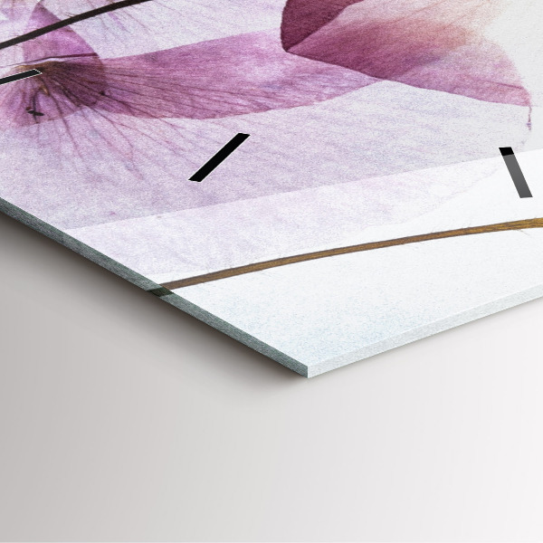 Square wall clock Dry poppy flowers