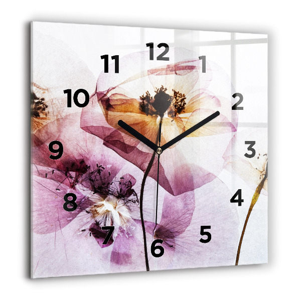 Square wall clock Dry poppy flowers