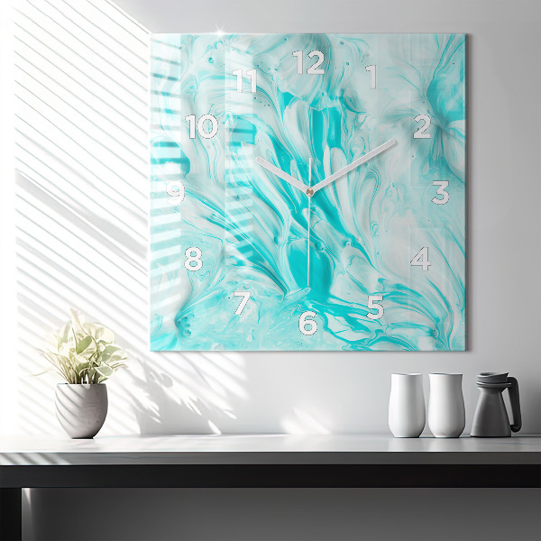 Square wall clock Blue abstraction