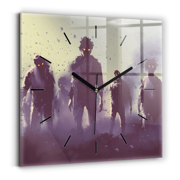 Square wall clock Zombies at night - halloween